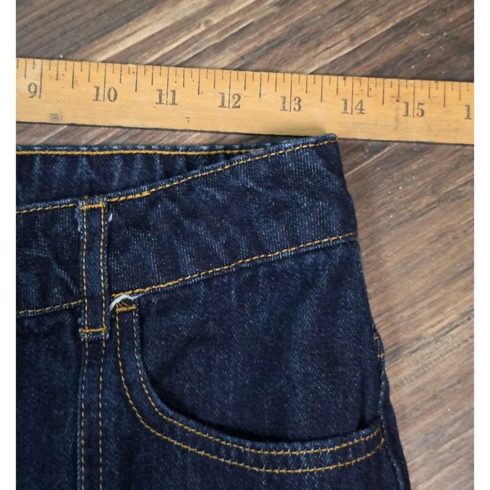 Forever 21 Small dark Button Front Denim Mini Skirt Raw Hem Indie Y2K festival - Picture 6 of 7